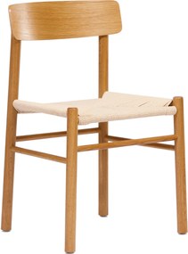 MAZZONI EXPORT LIAM Șnur Kraft/cadru Stejar Natural - SCAUN DIN LEMN ÎMPLETIT PENTRU LIVING SUFRAGERIE BUCĂTĂRIE MODERN CLASSIC BOHO