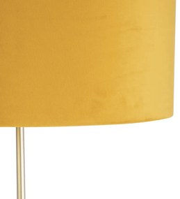 Lampă de podea auriu / alamă cu abajur de catifea galben 40/40 cm - Parte