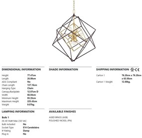 Lustra suspendata LUX design geometric ROUNDOUT alama antichizata, cu 9 surse de lumina