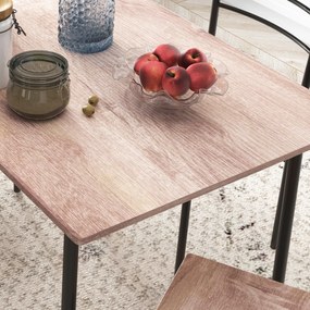 HOMCOM Set din 5 Piese cu Masă de Bucătărie Dreptunghiulară și 4 Scaune Moderne din MDF și Oțel, 110x70x75 cm , Maro | Aosom Romania