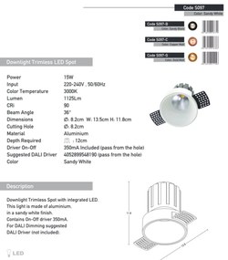 Spot LED incastrabil Trimless cupru 15W 3000K