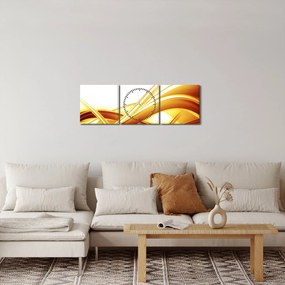Tablou - Abstrac galben (cu ceas) (90x30 cm)