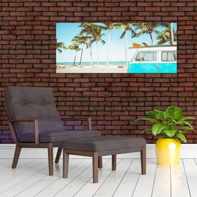 Tablou - Vintage, furgonetă, plajă (120x50 cm)