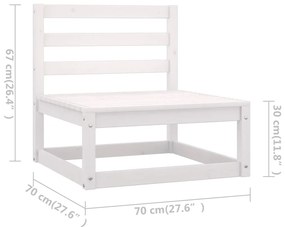 Set mobilier de gradina, 14 piese, alb, lemn masiv de pin Alb, 1, nu