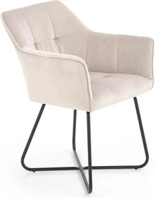 Scaun tapitat K377, bej/negru, stofa catifelata/metal, 60x62x81 cm