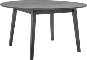 Masă dining rotundă din lemn masiv, negru, cu finisaj mat, 140x76 cm, „Peron"