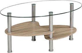 Masuta de cafea PANTY NEW, transparent/stejar sonoma/crom, sticla/MDF/