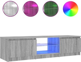 vidaXL Comodă TV cu lumini LED, gri sonoma, 140x40x36 cm