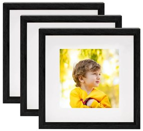 Rame foto 3D, 3 buc., negru, 28x28 cm pentru foto 20x20 cm 3, Negru, 28 x 28 cm