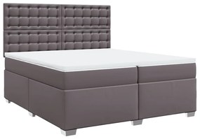 3290738 vidaXL Pat continental cu saltea, gri, 200x200 cm, piele ecologică