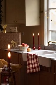 Prosop de bucătărie din bumbac organic ,rosu și alb model in carouri , 50x70 cm, „Ida Stripe"