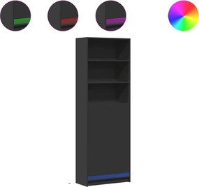 vidaXL Dulap înalt cu LED negru 69x32,5x200 cm lemn prelucrat