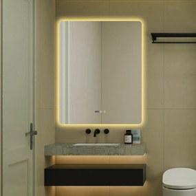Oglindă Baie LED și Dezaburire Elit’s Premium: Senzor Touch, Lumina Rece, Caldă și Neutră, 80x100cm, Lumina Ambientală Spate