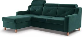 Colțar extensibil Laksaro stânga - velur verde Trinity 28
