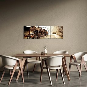 Tablou - Locomotiva istorică (cu ceas) (90x30 cm)