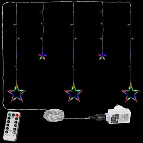 Perdea de Crăciun - 5 stele, 61 LED-uri, colorate, controler