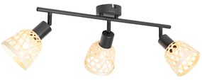 Spotlight oriental negru cu bambus 3 lumini - Rayan