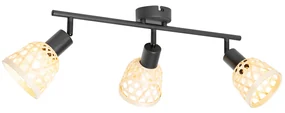 Spotlight oriental negru cu bambus 3 lumini - Rayan