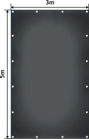 JAGO Prelata 650 g/m², ochiuri de aluminiu, antracit, 3 x 5