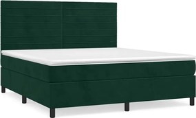 vidaXL Pat box spring cu saltea, verde închis, 180x200 cm, catifea