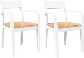 vidaXL Scaune de sufragerie 2 buc Cauciuc din lemn masiv alb