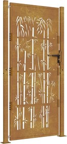 vidaXL Poartă de grădină 100x200 cm, oțel corten, design bambus