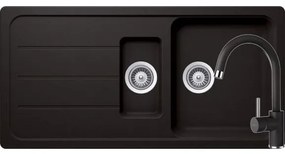 Set chiuveta bucatarie Schock Formhaus D-150L si baterie bucatarie Schock Plutos Cristalite Nero 100 x 50 cm