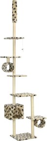 vidaXL Ansamblu pisici, stâlpi funie sisal 260 cm imprimeu lăbuțe bej