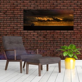 Tablou unei vele în apus de soare (120x50 cm)