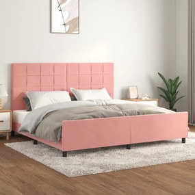 3125780 vidaXL Cadru de pat cu tăblie, roz, 200x200 cm, catifea