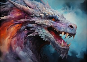 Tablou pe sticlă - Ilustrație a unui dragon (70x50 cm)