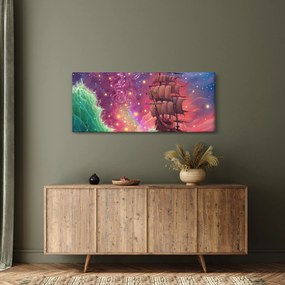 Tablou - Cerul spațial cu navă (120x50 cm)