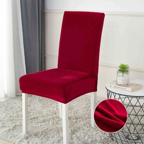 Set 6 huse pentru scaune, elastice si catifelate, culoare Bordo