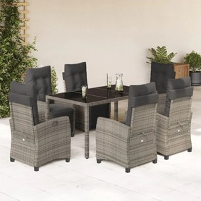 vidaXL Set mobilier de grădină cu perne, 7 piese, gri, poliratan