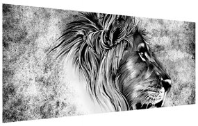 Tablou albnegru  cu leu (120x50 cm), în 40 de alte dimensiuni noi