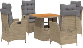 vidaXL Set mobilier de grădină cu perne, 5 piese, bej, poliratan