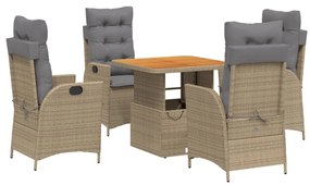 3277482 vidaXL Set mobilier de grădină cu perne, 5 piese, bej, poliratan