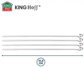 Set 4 frigarui din otel Kinghoff KH 1914, 36 cm, Varf ascutit, Maner curbat, Inox