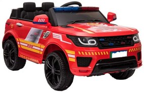 Masinuta Electrica de pompieri cu acumulator pentru copii NOVOKIDS™ Fire Squad SUV , Cu girofar fata/spate, Melodii si USB , 3-6 ani , Usi cu