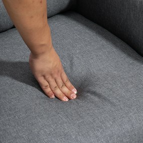 HOMCOM Fotoliu Reclinabil 155° max în Țesătură cu Efect de In Gri cu Suport pentru Picioare, 67x87x98 cm | Aosom Romania