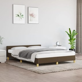 Cadru de pat cu tablie, maro inchis, 140x190 cm, textil Maro inchis, 140 x 190 cm