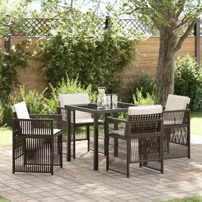 vidaXL Set de masă pentru grădină 5 pcs Maro Rattan poli