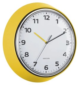 Karlsson 6006YE design ceas de perete galben, diametru 34 cm