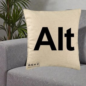 Perna Personalizata Tasta Alt Tipografie Bold, 40x40 cm, Bej, Husa Detasabila, Perna Inclusa, BEKZ®