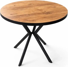 Masa de bucatarie rotunda din MDF, nuc-negru, Homs 80x80x75 cm