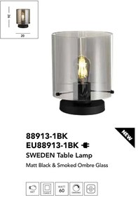 Veioza, Lampa de masa moderna Sweden 1L negru, fumuriu