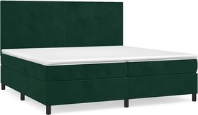 vidaXL Pat box spring cu saltea, verde închis, 200x200 cm, catifea