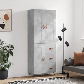 vidaXL Dulap înalt, gri beton, 69,5x34x180, lemn compozit