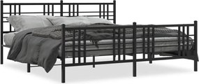 vidaXL Cadru pat metalic cu tăblii de cap/picioare, negru, 200x200 cm