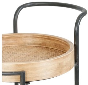 Raft organizator cu roti, din metal si MDF, 2 rafturi, Trolley
